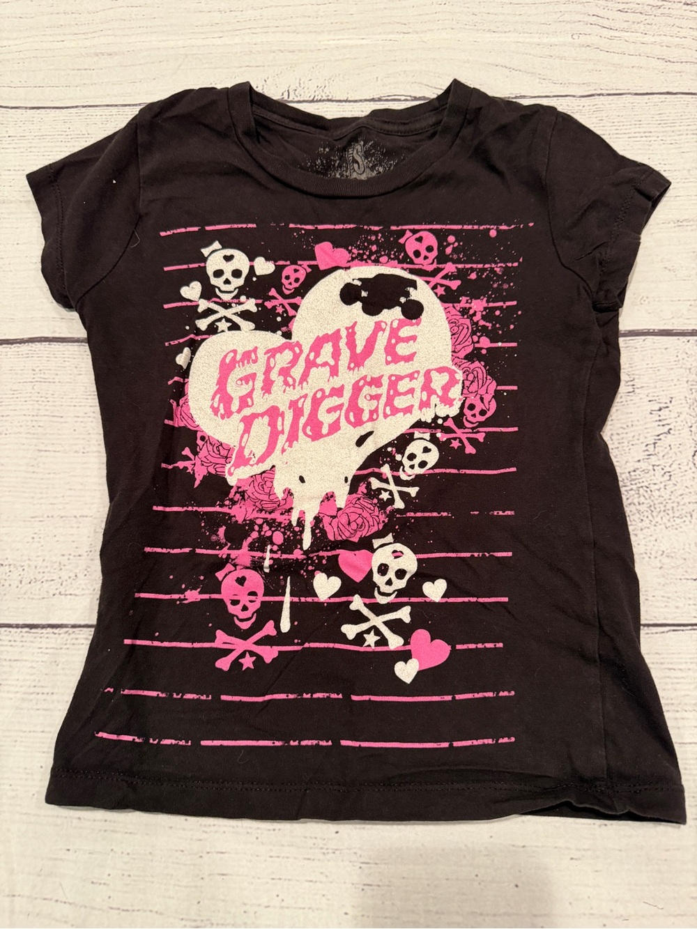 Girls' Black & Pink 'Grave Digger' Graphic Tee Size S